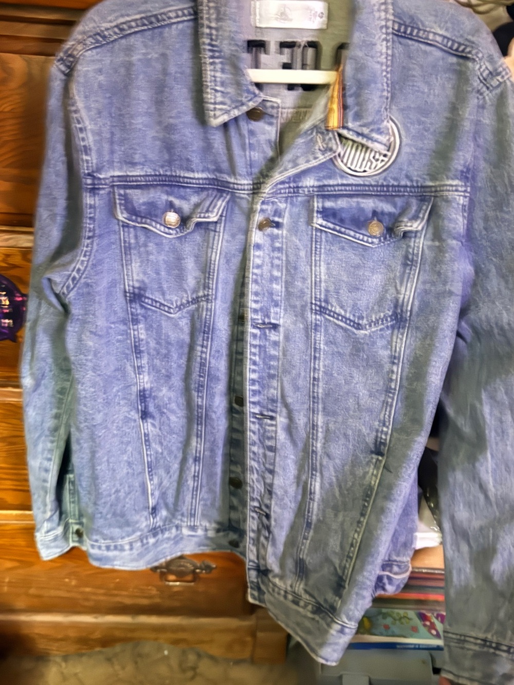 Women’s Blue Denim Jacket with Mickey Graphic - 'Leader of the Club'